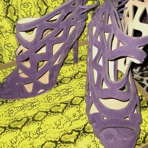 Purple cut out tie-back heels
